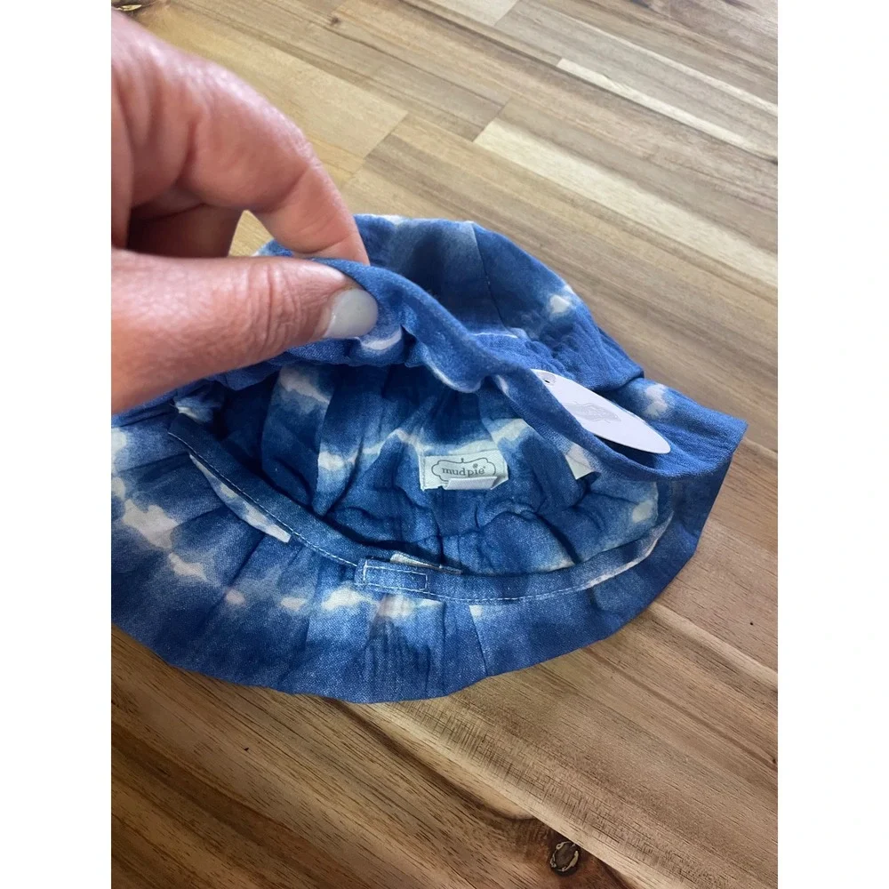 Mud Pie Infant Blue Tie Dye‎ Cotton Muslin Sun Hat Bucket Hat 6-18M NEW